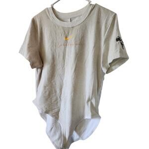 Nike XL Winged Goddess of Victory Short Sleeve Bodysuit One Piece Top Cream